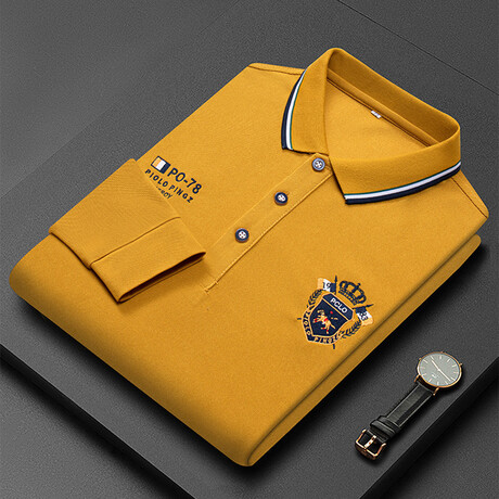 Polo Long Sleeve Shirt // Button closure // Yellow (3XL)