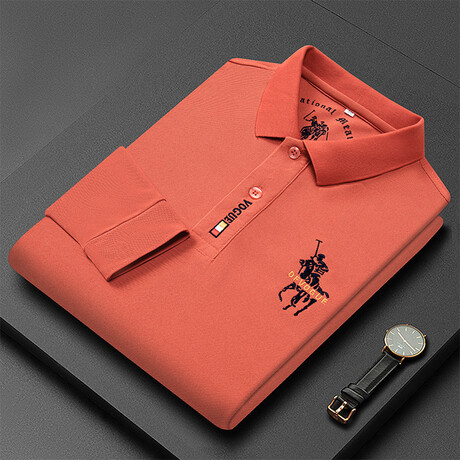 Polo Long Sleeve Shirt // Button closure // Tangerine (3XL)