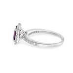 SuperOro // 14K White Gold Garnet + Diamond Gemstone Ring // Ring Size: 7 // New