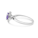 SuperOro // 14K White Gold Amethyst + Diamond Gemstone Ring // Ring Size: 7 // New