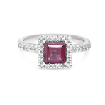 SuperOro // 14K White Gold Garnet + Diamond Gemstone Ring // Ring Size: 7 // New