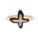 Mimi Milano // Freevola 18K Rose Gold Diamond + Onyx Statement Ring // Ring Size: 7.25 // New