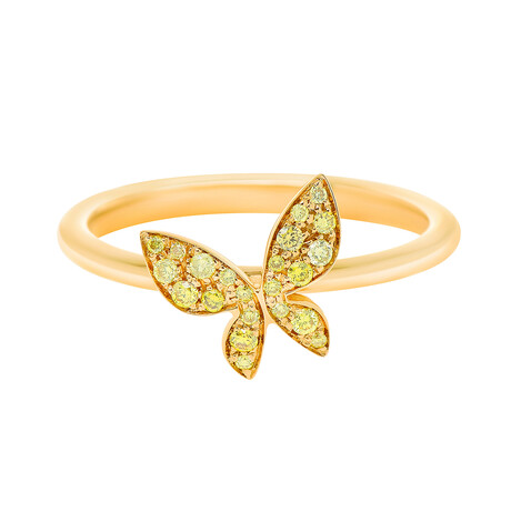 Mimi Milano // Farfalla 18K Yellow Gold Diamond Statement Ring // Ring Size: 6.5 // New