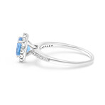 SuperOro // 14K White Gold Blue Topaz + Diamond Gemstone Ring // Ring Size: 7 // New