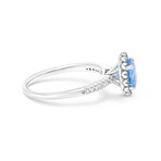 SuperOro // 14K White Gold Blue Topaz + Diamond Gemstone Ring // Ring Size: 7 // New