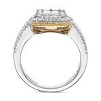 18K Yellow Gold + 18K White Gold White Diamond + Fancy Yellow Diamond Engagement Ring // Ring Size: 6.5 // New