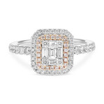 14K Gold White + 14K Rose Gold Diamond + Fancy Pink Diamond Engagement Ring // Ring Size: 6.75 // New
