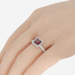 SuperOro // 14K White Gold Garnet + Diamond Gemstone Ring // Ring Size: 7 // New