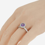 SuperOro // 14K White Gold Amethyst + Diamond Gemstone Ring // Ring Size: 7 // New