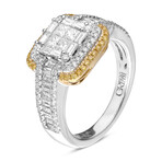 18K Yellow Gold + 18K White Gold White Diamond + Fancy Yellow Diamond Engagement Ring // Ring Size: 6.5 // New