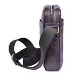 Shoulder Bag // Medium Size // Leather // Brown + Blue Stiches