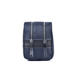 Toilet Bag // Leather + Fabric // Blue