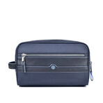 Toilet Bag // Leather + Fabric // Blue