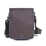 Messenger Bag // Leather // Brown + Blue Stiches
