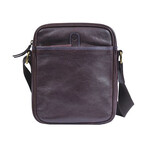 Shoulder Bag // Medium Size // Leather // Brown + Blue Stiches