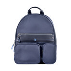 Backpack // Leather + Fabric // Blue