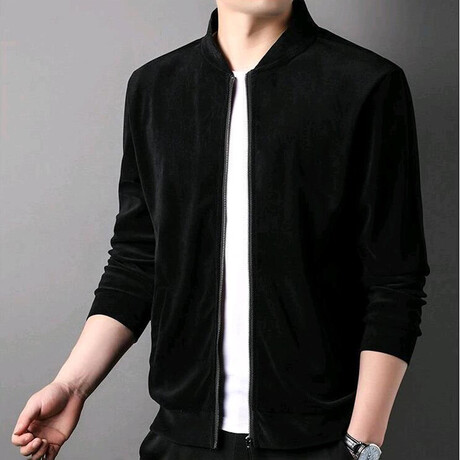 Kevin Zippered Sweater Jacket // Black (S)