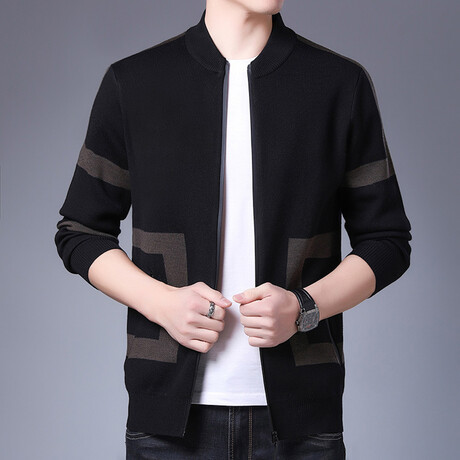 Chris Zippered Sweater Jacket // Black (S)