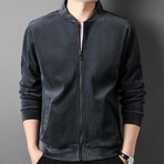 Kyler Zippered Sweater Jacket // Gray (M)