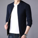 Anthony Zippered Sweater Jacket // Blue (M)