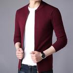 Angel Zippered Sweater Jacket // Burgundy (2XL)