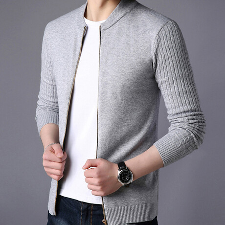Adonis Zippered Sweater Jacket // Gray (M)