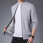 Elijah Zippered Sweater Jacket // Light Gray (L)