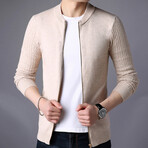 Alex Zippered Sweater Jacket // Tan (2XL)