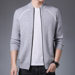 Elijah Zippered Sweater Jacket // Light Gray (L)