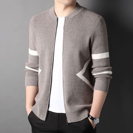 Jax Zippered Sweater Jacket // Beige (M)