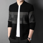 Gabriel Zippered Sweater Jacket // Black (XL)