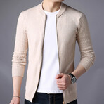 Alex Zippered Sweater Jacket // Tan (2XL)