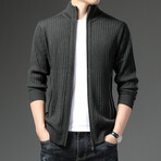 Caden Zippered Sweater Jacket // Grayish Green (L)