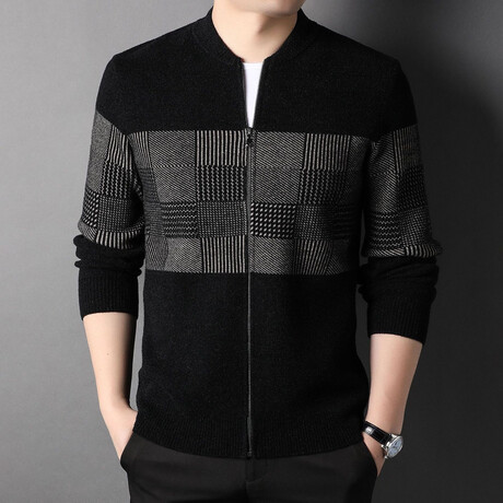 Gabriel Zippered Sweater Jacket // Black (M)