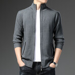 Carter Zippered Sweater Jacket // Light Gray (XL)