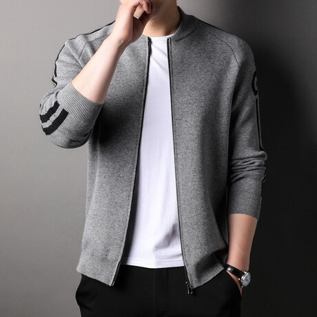 Jose Zippered Sweater Jacket // Gray (S)