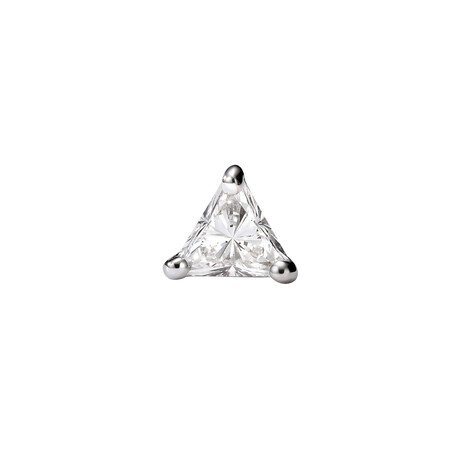 Trio 18K White Gold Diamond Stud Single Earring // New