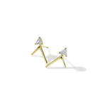 Trio 18K Yellow Gold Diamond Small Square Stud Earrings // New