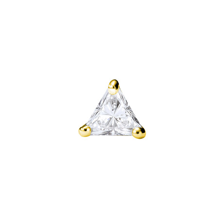 Trio 18K Yellow Gold Diamond Stone Stud Single Earring I // New