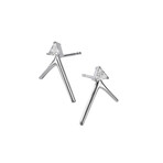 Trio 18K White Gold Diamond Small V Stud Earrings // New