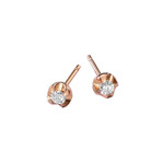 Q 18K Rose Gold Diamond Stud Earrings // New