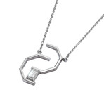 Angles 18K White Gold Diamond Signature Pendant Necklace // 16"-18" // New