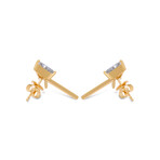 Trio 18K Yellow Gold Diamond Medium V Stud Earrings // New