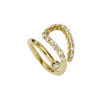 Q 18K Yellow Gold Diamond Open Statement Ring // Ring Size: 6.5 // New