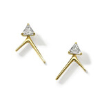 Trio 18K Yellow Gold Diamond Medium V Stud Earrings // New