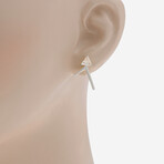 Trio 18K Yellow Gold Diamond Medium V Stud Earrings // New