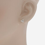 Trio 18K White Gold Diamond Stone Stud Single Earring // New