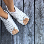 Chilote Salmon Slippers // Ivory + Brown (M)