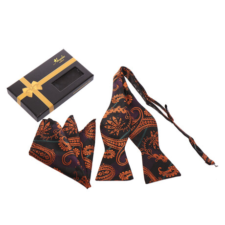 Bow Tie And Hanky Set // Orange + Black