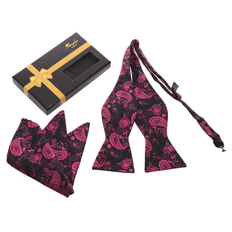 Bow Tie And Hanky Set // Pink + Black